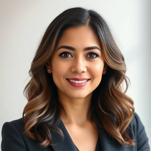 Retrato de Sofía Mendoza, Consultora de Comunicación Estratégica de Oratoria Brillante, con una mirada inspiradora y segura.